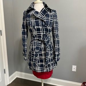 Merona Trench coat navy blue and white